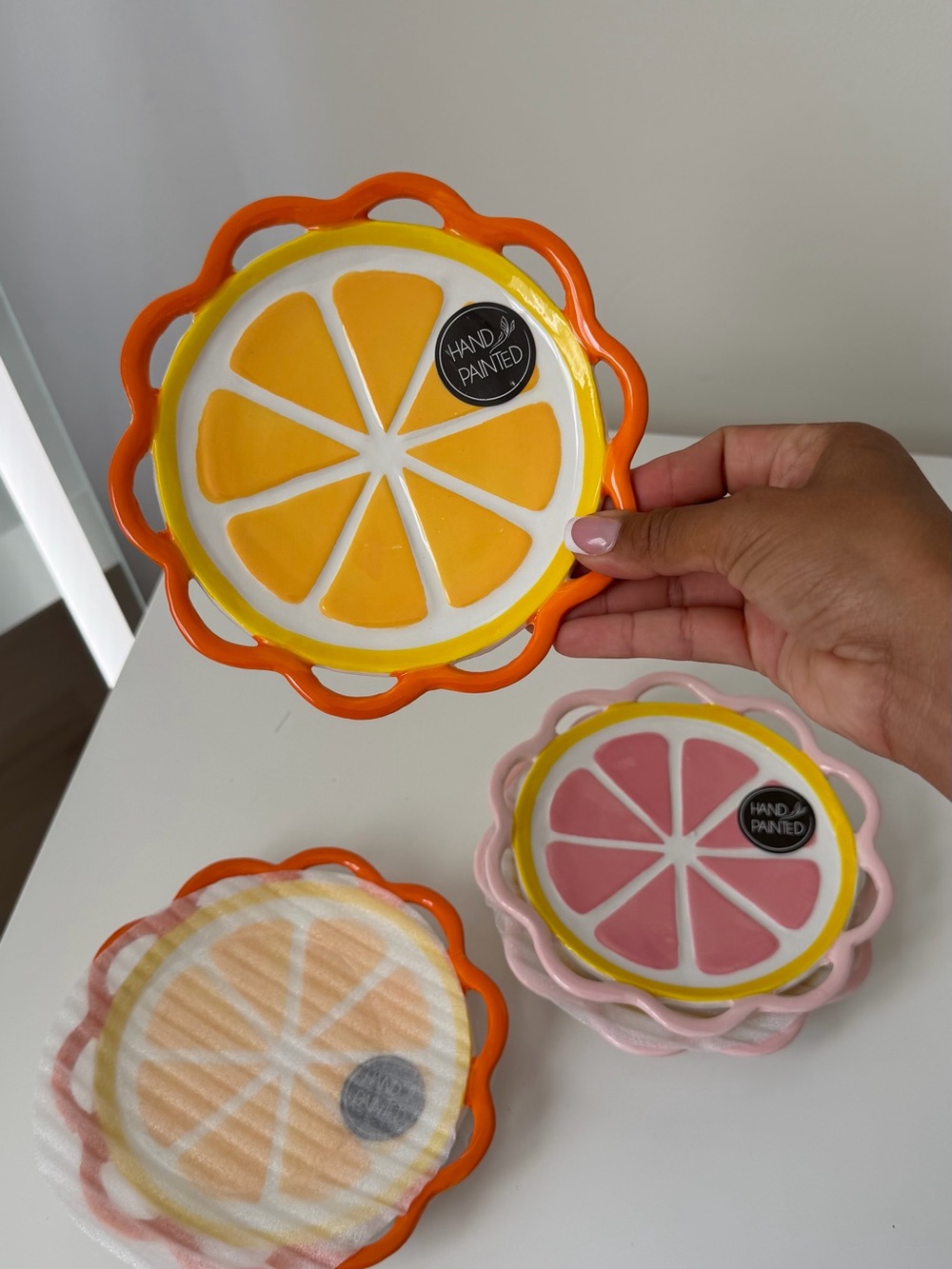 4 PC Ceramic Citrus Plate Set